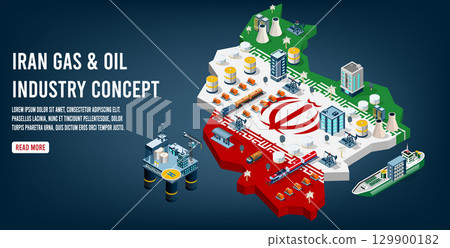 Iran oil and gas industry concept with Energy and Power on flag background 129900182
