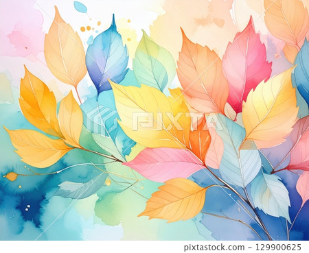 可用於秋季日式設計的水彩背景材料 129900625