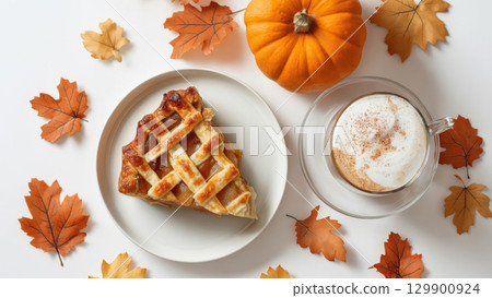 Enjoying seasonal flavors with pie and spices, created with AI Enjoying seasonal flavors with pie and spices, created with AI 129900924
