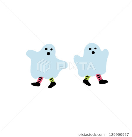孩子們扮成鬼的插圖 129900957