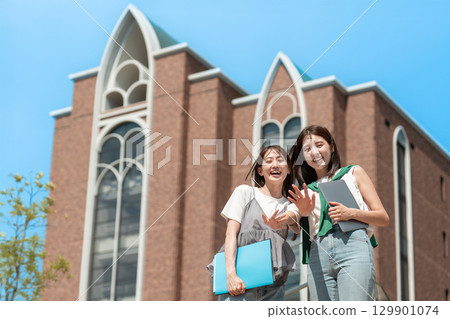 Female college student campus university life 129901074