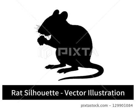 Silhouette vector illustration of a mouse biting food 129901084