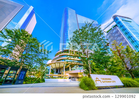 Tokyo cityscape in August. Extremely hot, developed clouds over and behind Takanawa Gateway City. (August 21st) Tokyo cityscape in August. Extremely hot, developed clouds over and behind Takanawa Gateway City. (August 21st) 129901092