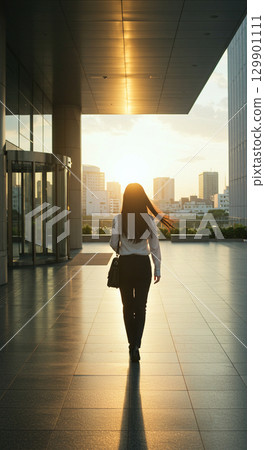 回家路上的一瞬間，染上了夕陽 129901111