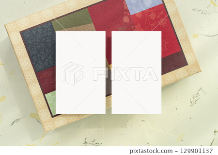 Chuseok holiday image with moon, Marble stand for product photography background 129901137