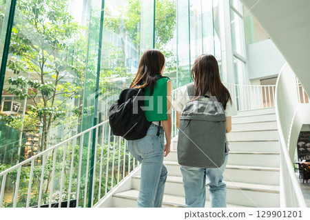 Female college student campus life university Female college student campus life university 129901201