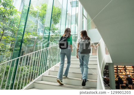 Female college student campus life university Female college student campus life university 129901203