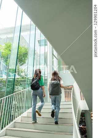 Female college student campus life university Female college student campus life university 129901204