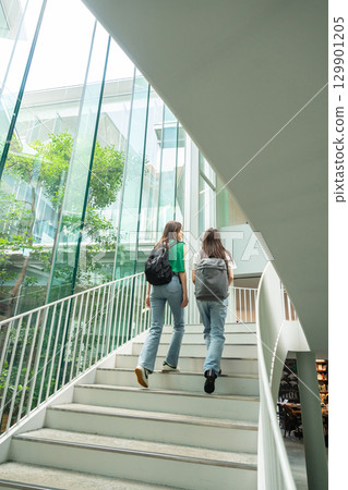 Female college student campus life university Female college student campus life university 129901205