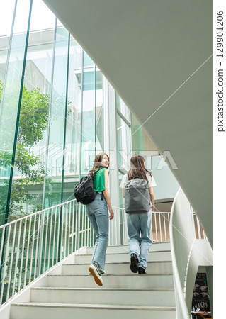 Female college student campus life university Female college student campus life university 129901206