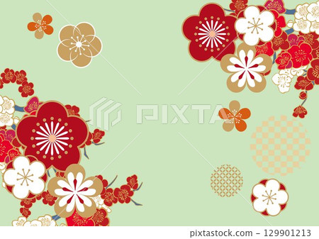 美麗的日本圖案插畫背景 美麗的日本圖案插畫背景 129901213