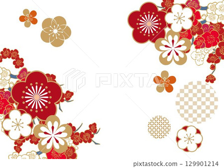 美麗的日本圖案插畫背景 129901214