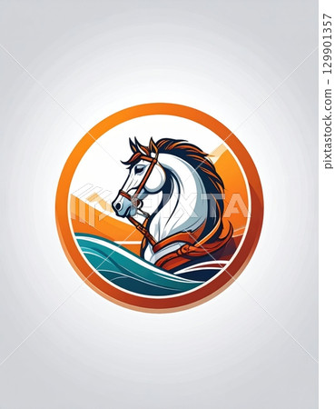 以水引和幾何圖案為特色的馬藝術 129901357