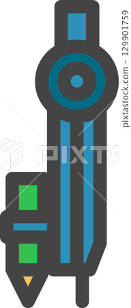 Color school supplies icon: Compass 129901759