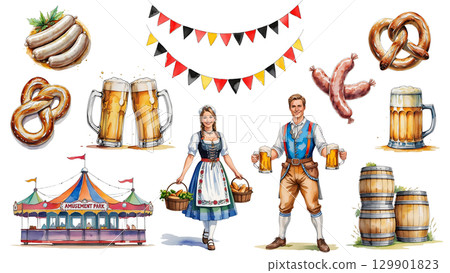慕尼黑啤酒節插畫集 129901823