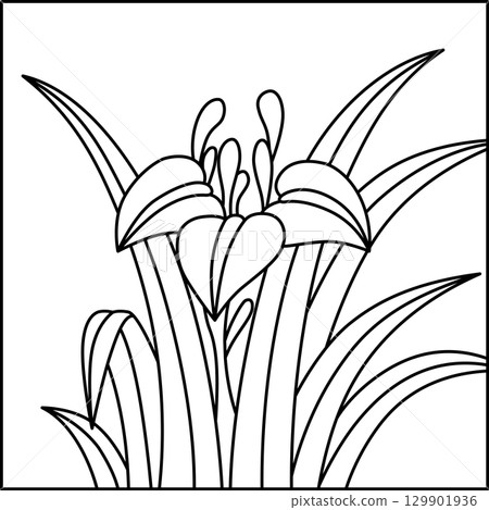方線描花札－鳶尾花、鳶尾花、五月花、鳶尾花渣 129901936