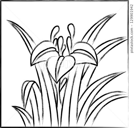 方形手寫花紮-鳶尾花、鳶尾花、五月花、鳶尾花渣 方形手寫花紮-鳶尾花、鳶尾花、五月花、鳶尾花渣 129901942