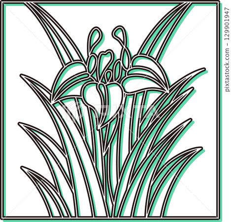 彩色陰影方形花紮 - 鳶尾花、鳶尾花、五月花、鳶尾花滴 彩色陰影方形花紮 - 鳶尾花、鳶尾花、五月花、鳶尾花滴 129901947