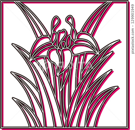 彩色陰影方形花紮 - 鳶尾花、鳶尾花、五月花、鳶尾花滴 129901949