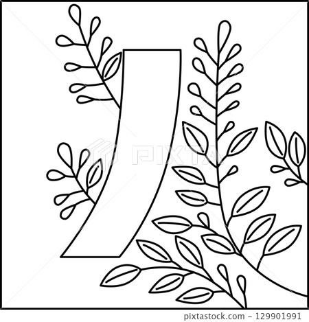 Square line drawing Hanafuda cards - July, bush clover, red shorts, bush clover and red shorts Square line drawing Hanafuda cards - July, bush clover, red shorts, bush clover and red shorts 129901991