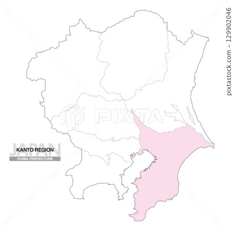 Map of Japan Kanto Region Chiba Prefecture No Prefectural Borders 01 129902046