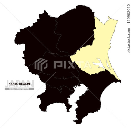 Map of Japan Kanto Region Ibaraki Prefecture with prefectural borders 03 129902050