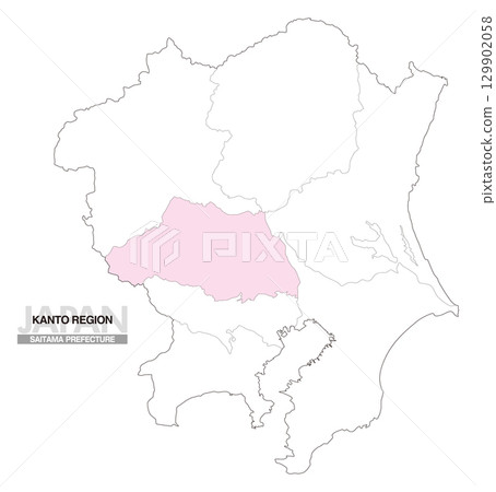 日本關東地區埼玉縣地圖（含縣界 01） 129902058