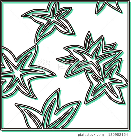 彩色陰影方形花札 神無月紅葉 十月紅葉 彩色陰影方形花札 神無月紅葉 十月紅葉 129902164