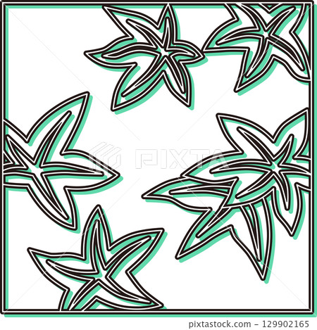 彩色陰影方形花札 神無月紅葉 十月紅葉 129902165