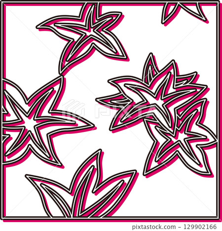 彩色陰影方形花札 神無月紅葉 十月紅葉 129902166