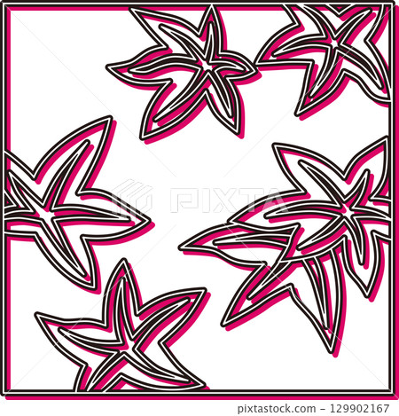 彩色陰影方形花札 神無月紅葉 十月紅葉 彩色陰影方形花札 神無月紅葉 十月紅葉 129902167