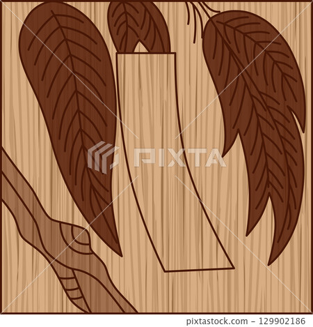 方形木雕花札卡 - 下月、栃木、十一月、紅丹札、栃木和丹札 129902186