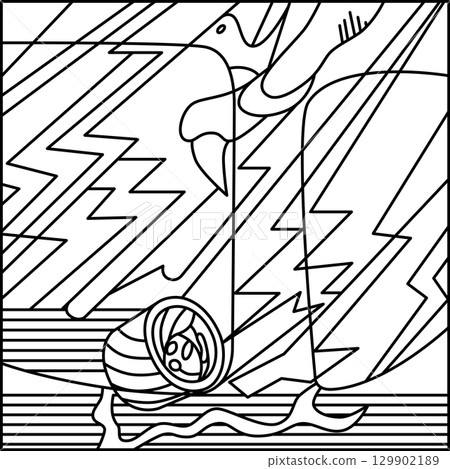 Line drawing square Hanafuda card - Shimotsuki Tochigi November Tochigi scum 129902189