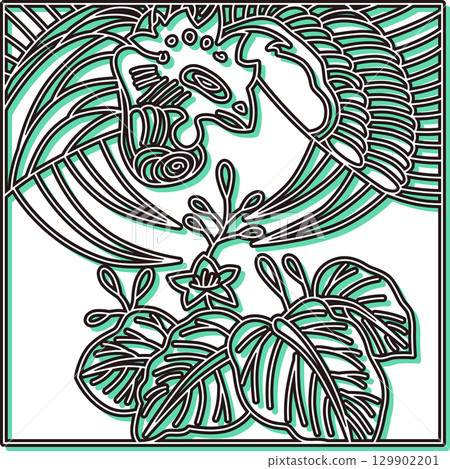 彩色影子方形花札 - 十二月 - 桐木與鳳凰 - 十二月 - 桐木與鳳凰 彩色影子方形花札 - 十二月 - 桐木與鳳凰 - 十二月 - 桐木與鳳凰 129902201