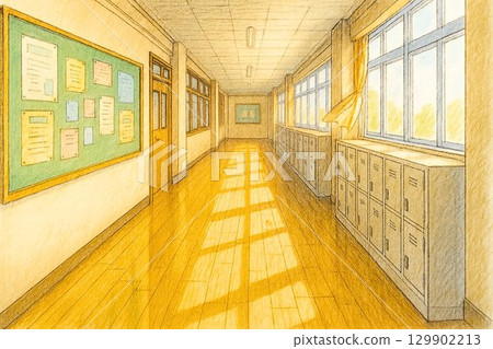 學校走廊（公告欄和儲物櫃） 129902213