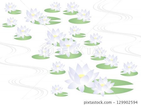睡蓮圖示集，插圖，可愛，白色 129902594