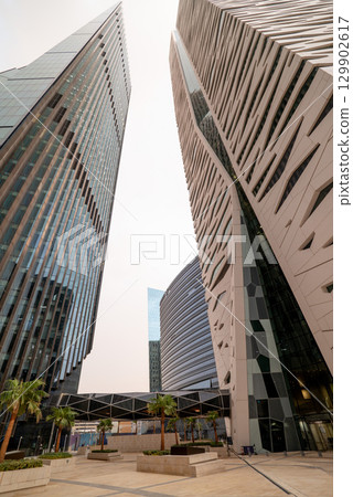 Towering Skyscrapers and Skybridge in KAFD, Riyadh. Towering Skyscrapers and Skybridge in KAFD, Riyadh. 129902617