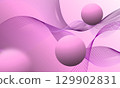 pink purple lines wave curves with circles ball 3d on soft gradient abstract background 129902831