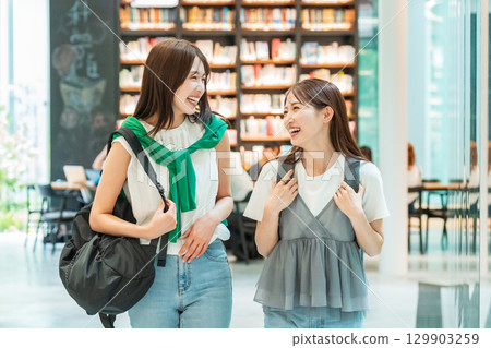 Female college campus life Female college campus life 129903259