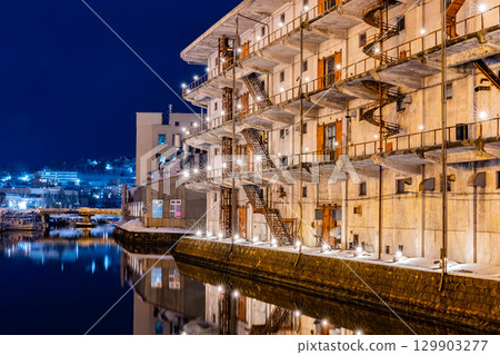 Night view of Warehouse 3 of Hokkai Can Co., Ltd.'s Otaru Factory 129903277