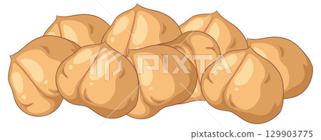 Vector Illustration of Pile of Chickpeas on White Background 129903775