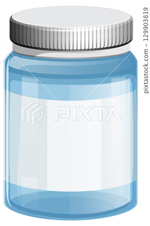 Empty Transparent Medicine Bottle with Silver Cap 129903819