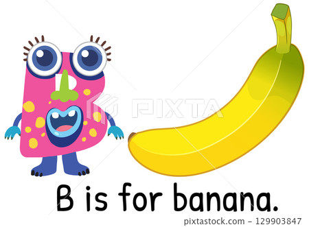 Playful Alphabet Illustration with Banana Playful Alphabet Illustration with Banana 129903847