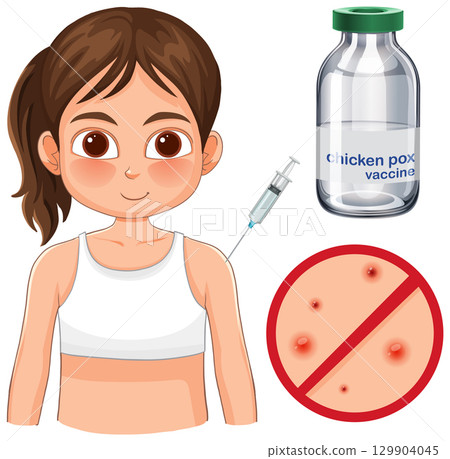 Child Receiving Chickenpox Vaccine Injection Illustration 129904045