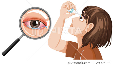 Child Using Eye Drops for Red Irritated Eye Child Using Eye Drops for Red Irritated Eye 129904080
