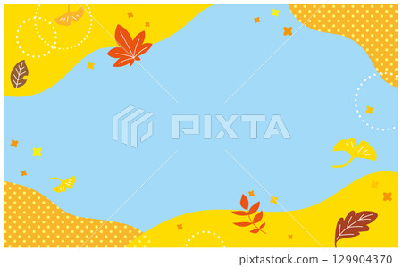 Vector illustration of a yellow and orange background with autumn leaves 129904370