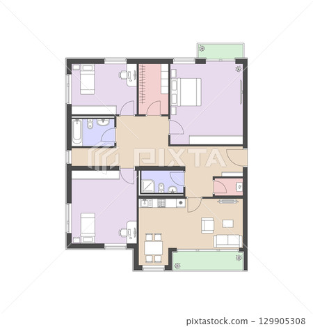 Furnished apartment. Plan Furnished apartment. Plan 129905308