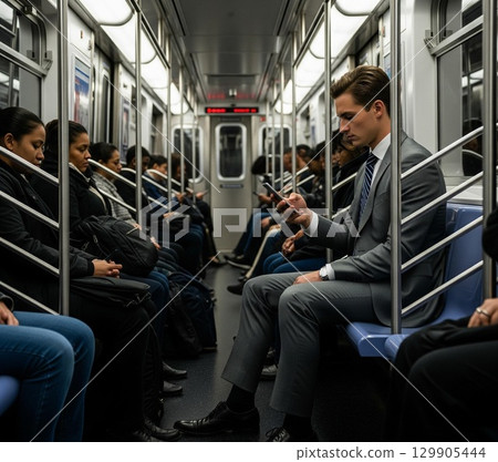 Commuting scene of a businessman 129905444