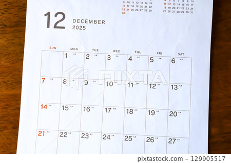 2025 年曆（12 月） 129905517