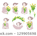 拿著鬱金香花的夫人 129905698